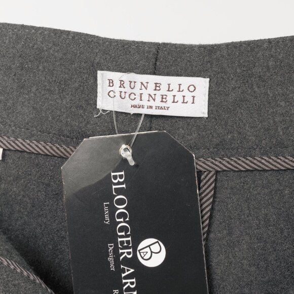 Brunello Cucinelli Grey Wool-Flannel Skinny Pants - Picture 8 of 11